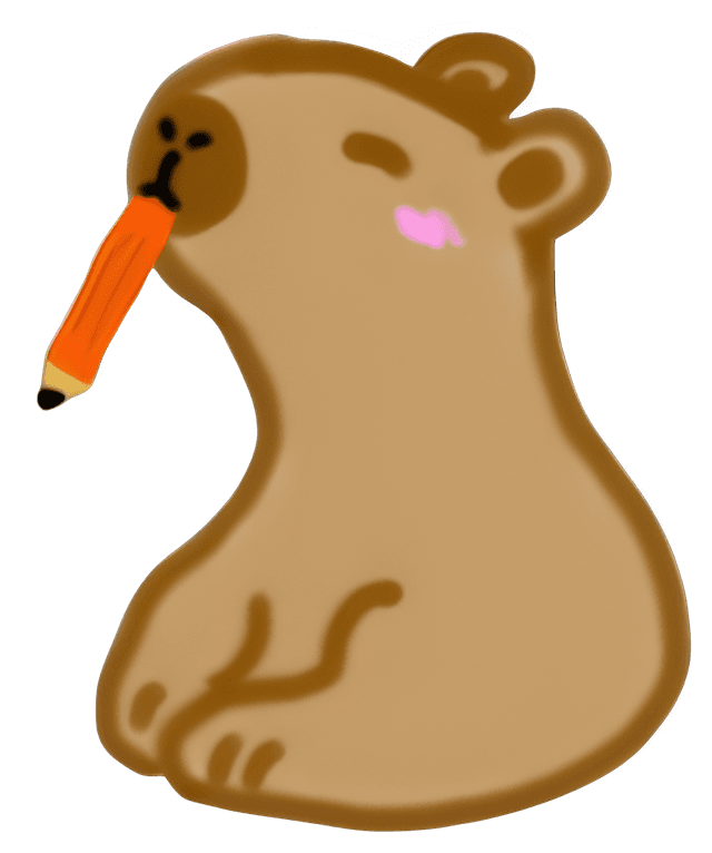 A capybara holding a pencil